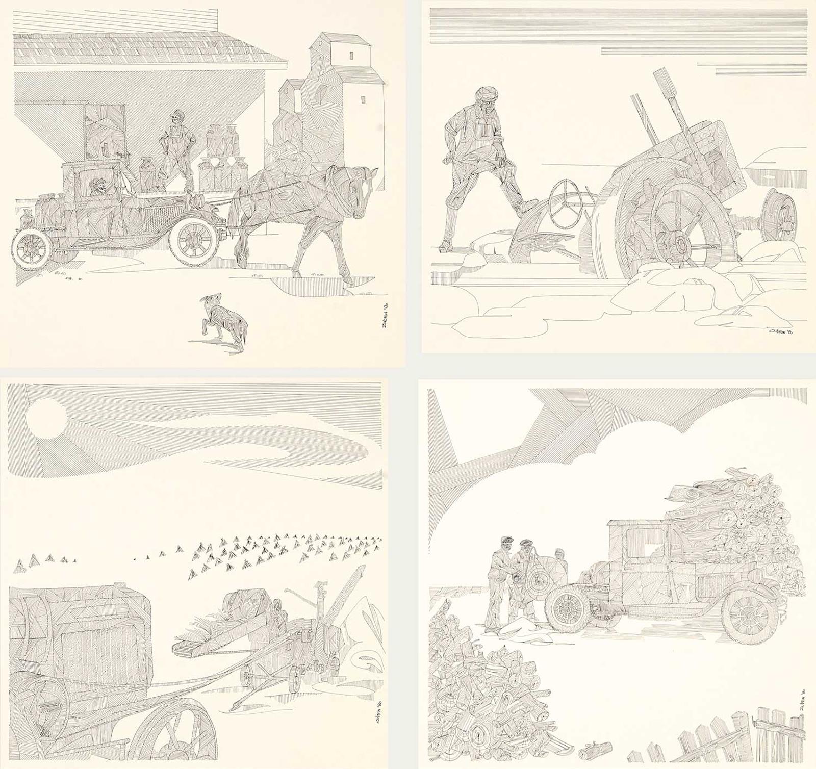 Marvin Zubrin - Lot of 4 Farm Scenes