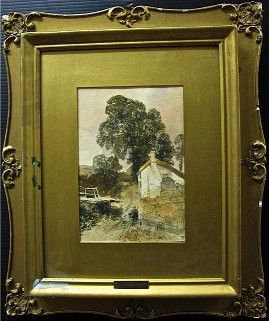 Daniel Fowler (1810-1894) - Old Stone House By Bridge