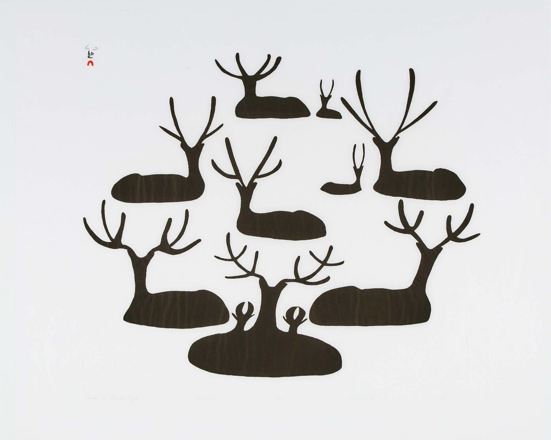 Pudlo Pudlat (1916-1992) - Caribou In Winter Light, 1986
