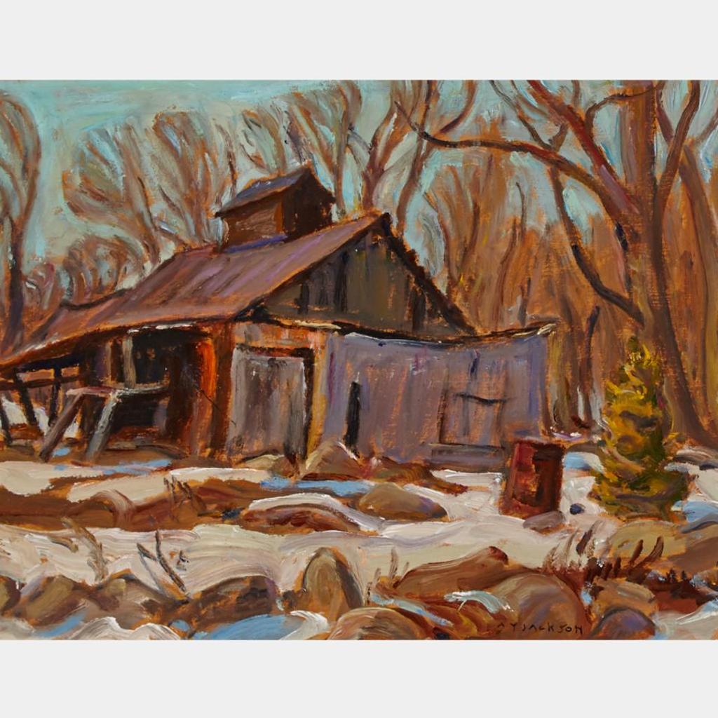 Alexander Young (A. Y.) Jackson (1882-1974) - Patterson Sugar House, Lachute, Que, March 1965