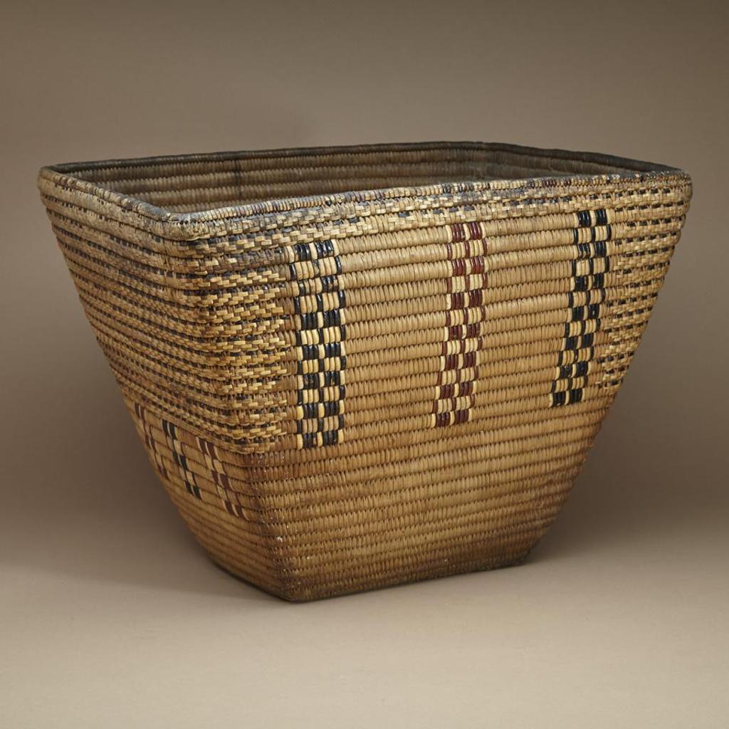 St'at'imc - Open Coiled Basket With Imbricated Overlay