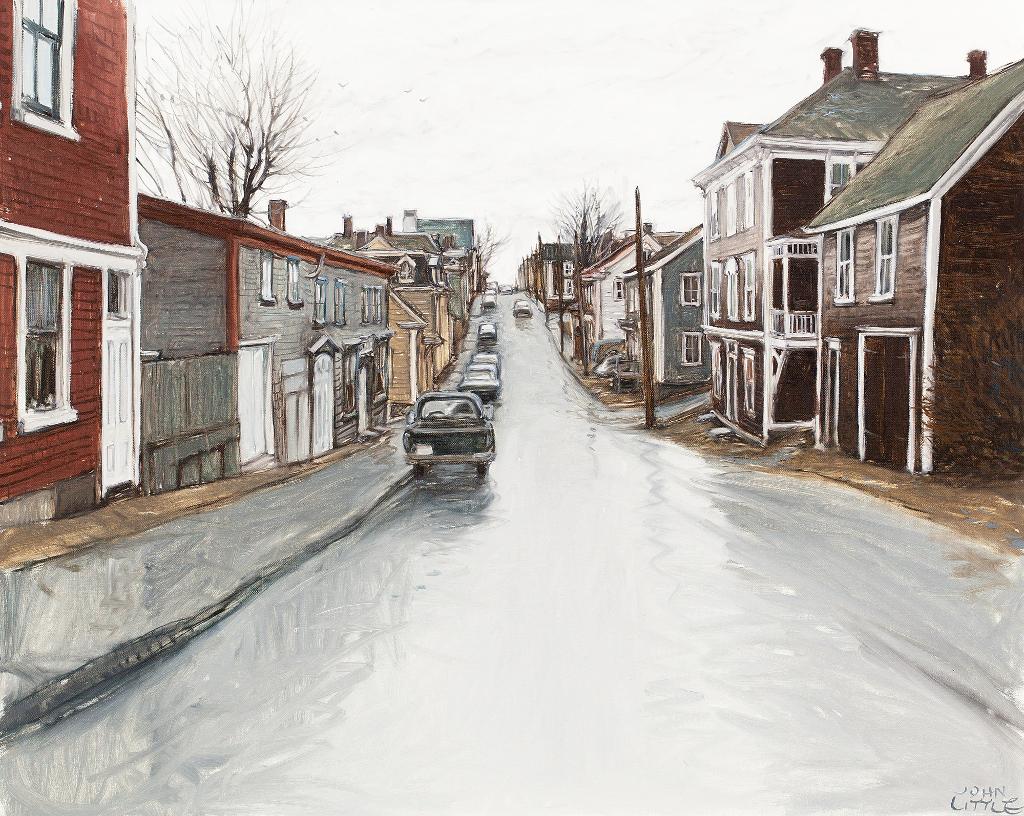 John Geoffrey Caruthers Little (1928-2024) - Rainy Day In December - Pelham Street, Lunenburg, N.S.