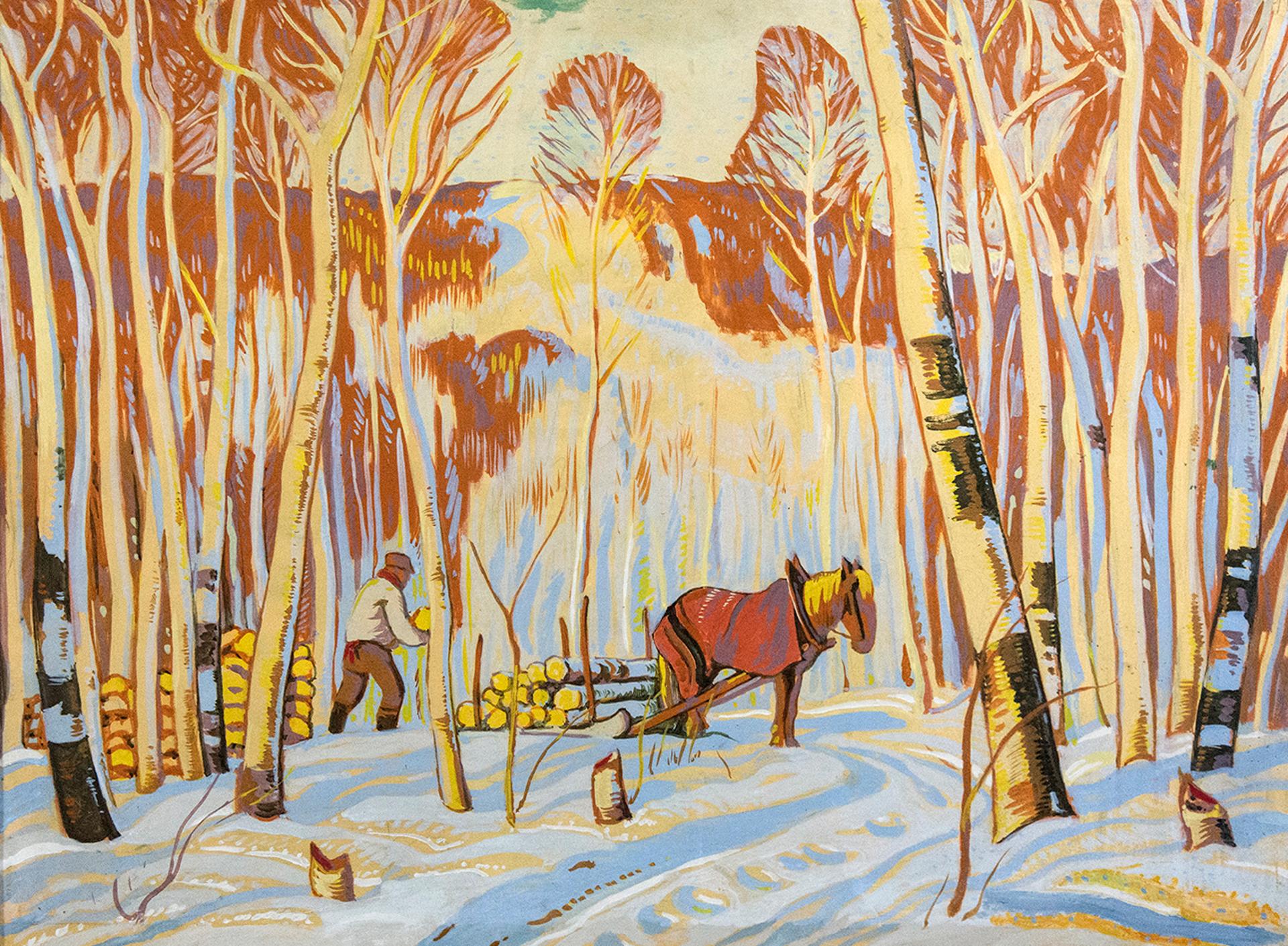 Alexander Young (A. Y.) Jackson (1882-1974) - March in the Birch Woods, after Clarence Gagnon, c. 1943