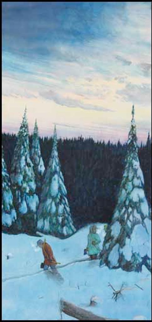 William Kurelek (1927-1977) - Return to Camp in Winter