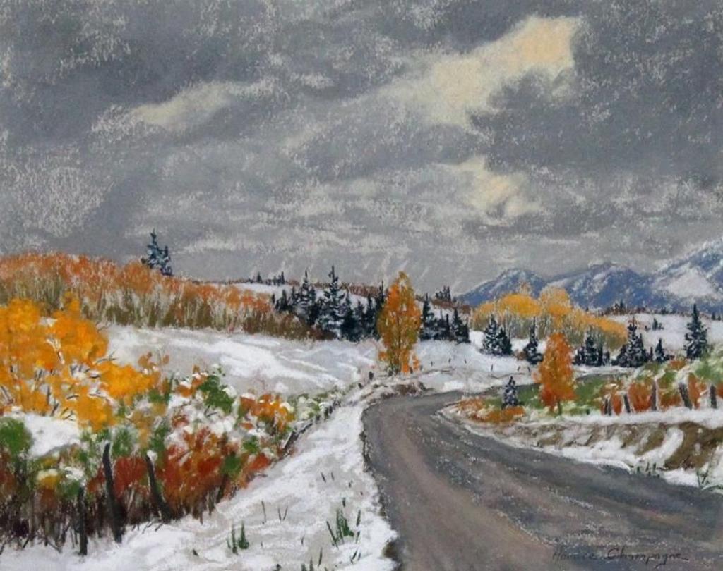 Horace Champagne (1937) - Winter Landscape, Road Heading To The Mountains