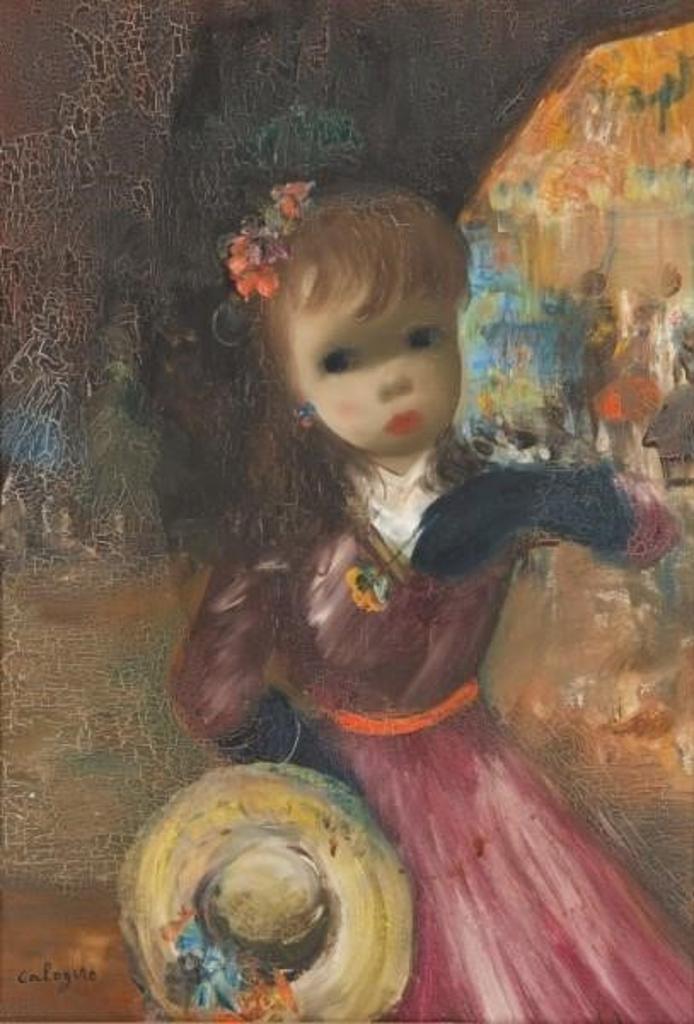 Jean Calogero (1922-2001) - Portrait of a Girl Holding a Hat