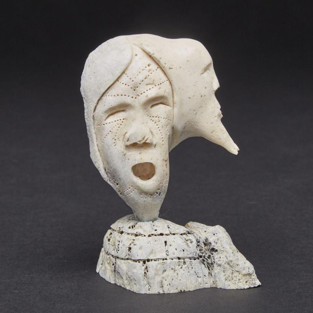 Silas Qayaqjuaq (1956) - Composition With Faces, Igloo And Finger