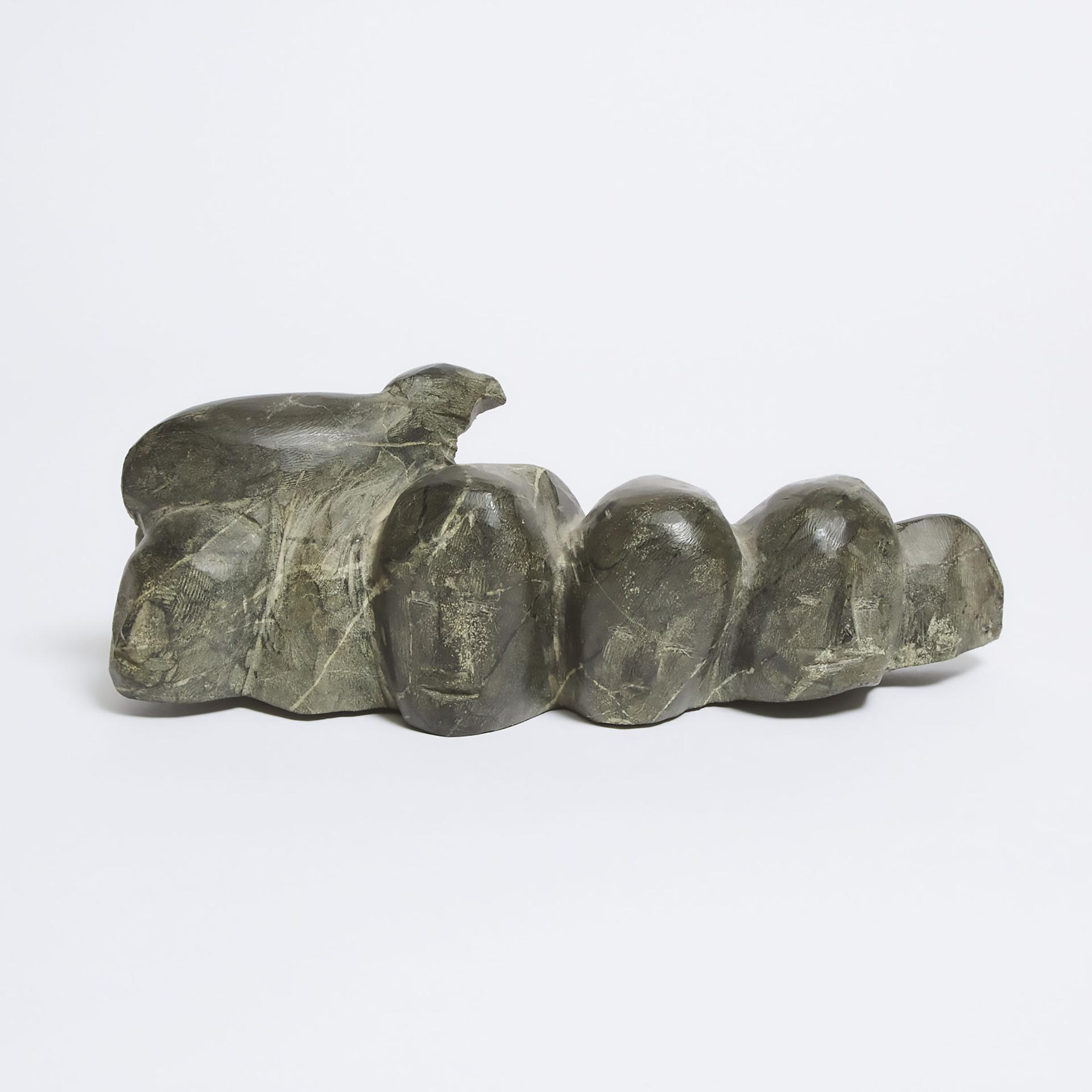 Toona Iqulik (1935-2015) - Composition With Heads And Bird
