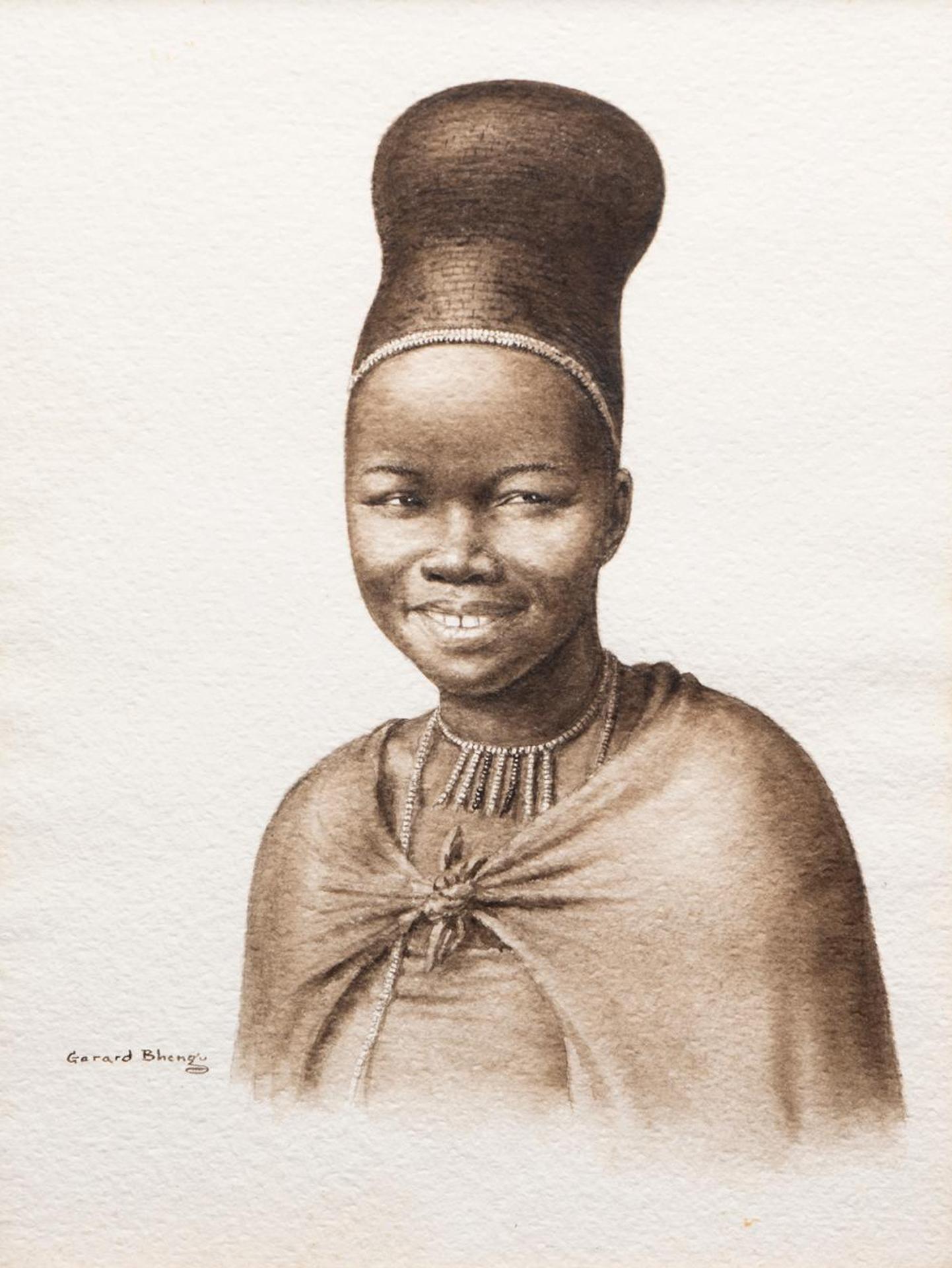 Gerard Bhengu (1910-1990) - Untitled - Portrait of a Woman