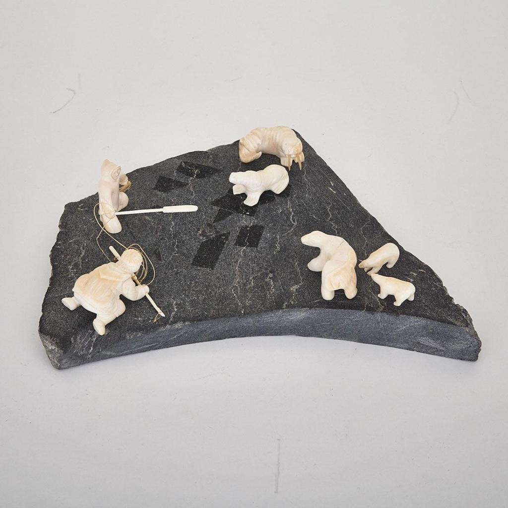 Mikisiti Komangapik (1952) - Hunters Approaching Bears And Walrus