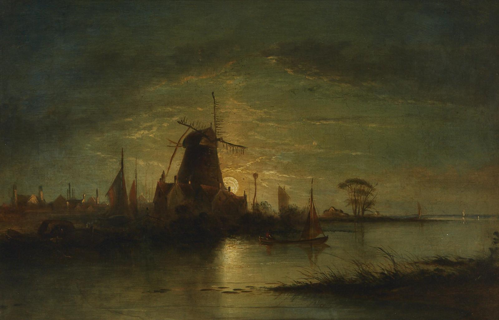 John Berney Crome (1794-1842) - Near Leyden - Moonlight, 1840