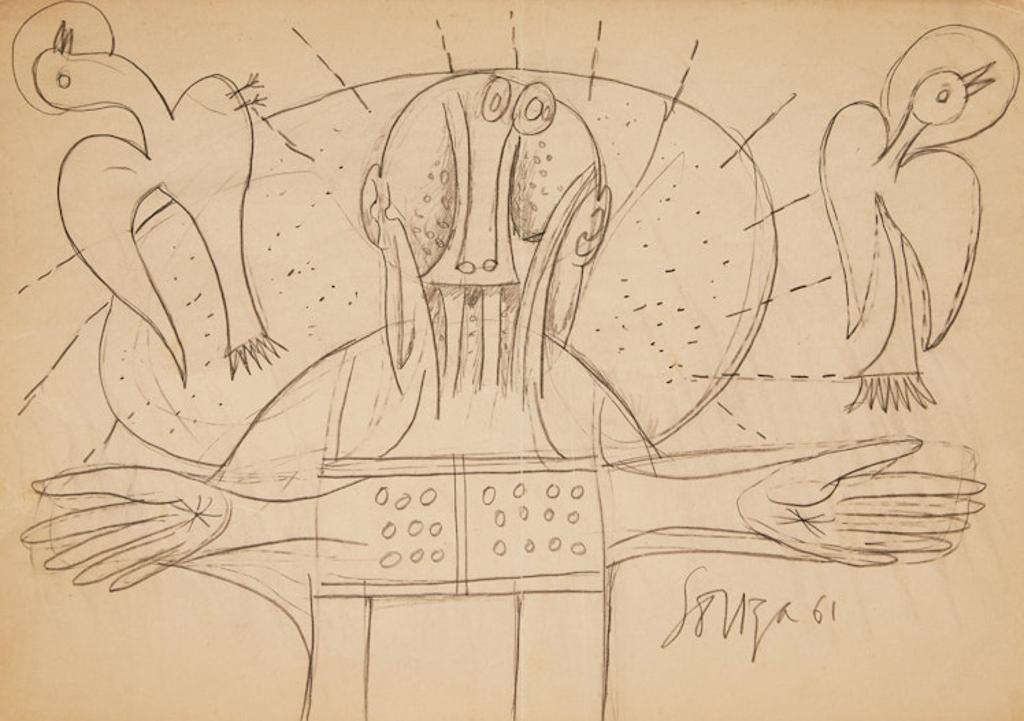 Francis Newton Souza (1924-2002) - Untitled (Figure with Birds)