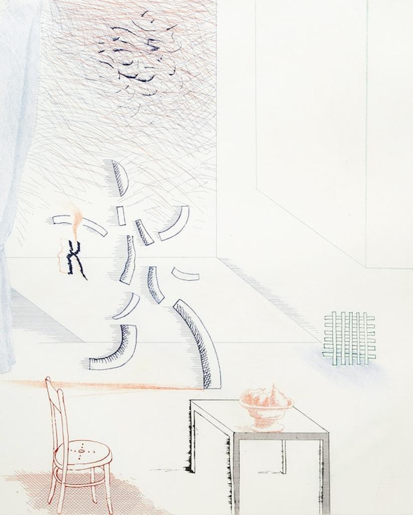 David Hockney (1937) - Tick It, Tock It, Turn It True (Pl. 15 from the Blue Guitar) (S.A.C. 213)