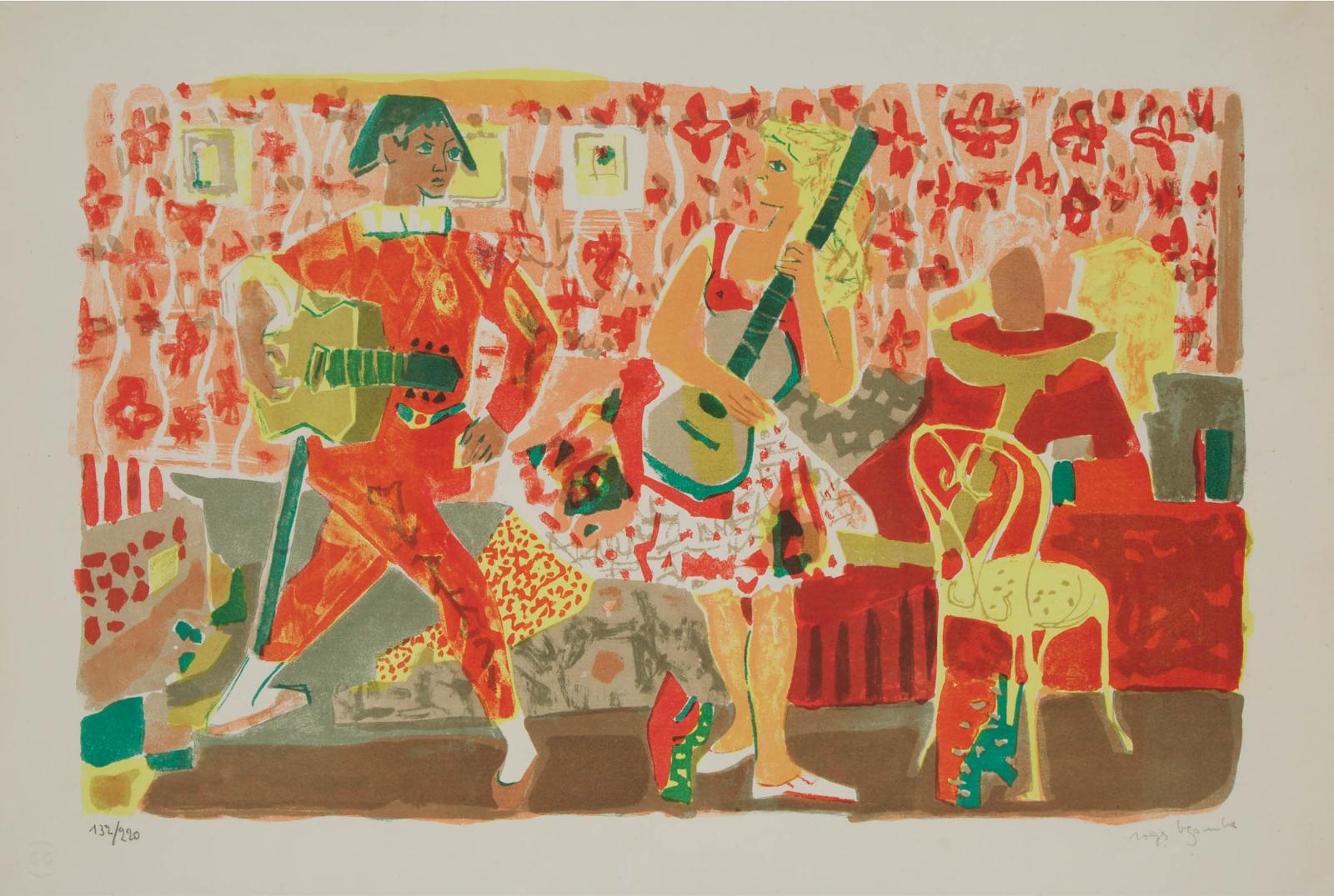 Roger Bezombes (1913-1994) - Arlequin Musicien