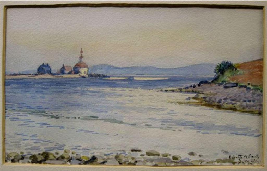 Edith Agnes Smith (1918-1954) - Coastal View With Houses And Lighthouse