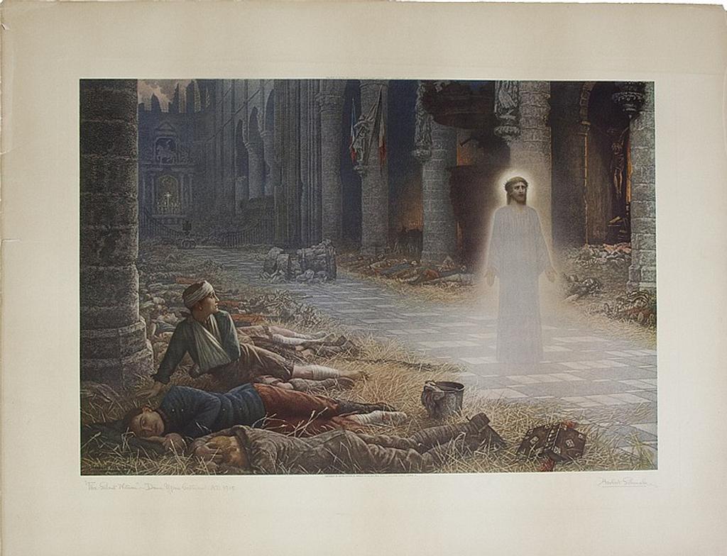 Herbert Gustave Schmaltz (1856-1935) - Dawn, Ypres Cathedral AD 1915