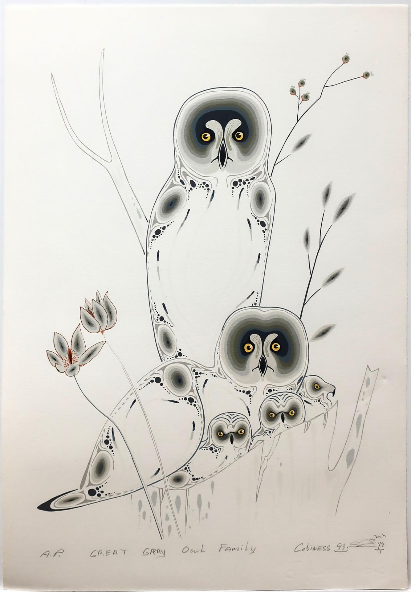 Eddy Cobiness (1933-1996) - Great Gray Owl Family