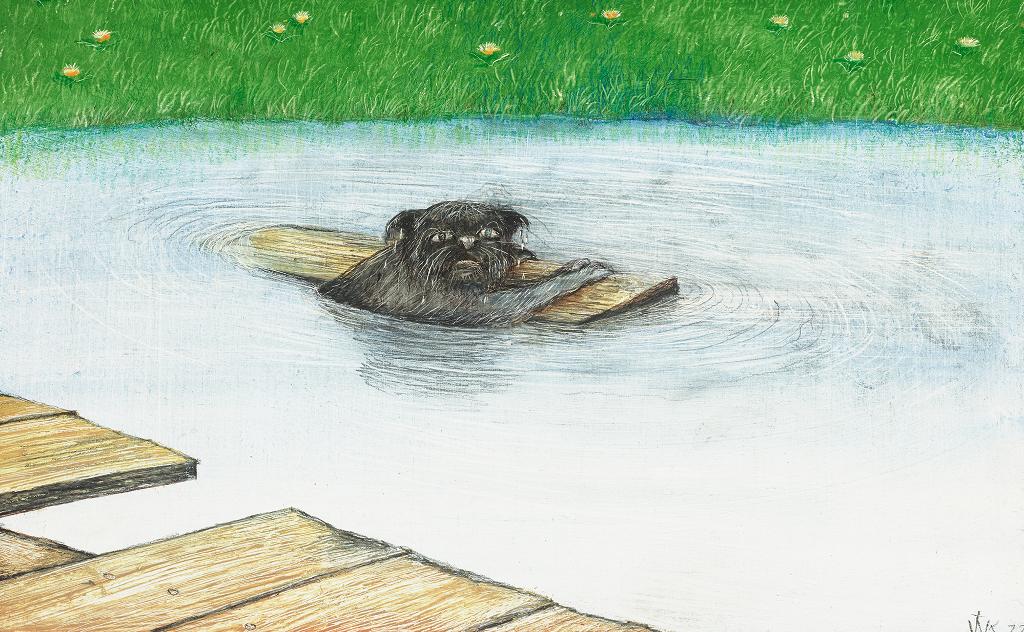 William Kurelek (1927-1977) - I Hate Water (A Cat's Loss of Dignity)