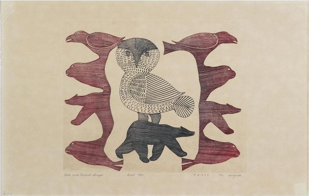 Kenojuak Ashevak (1927-2013) - Owl And Animal Images
