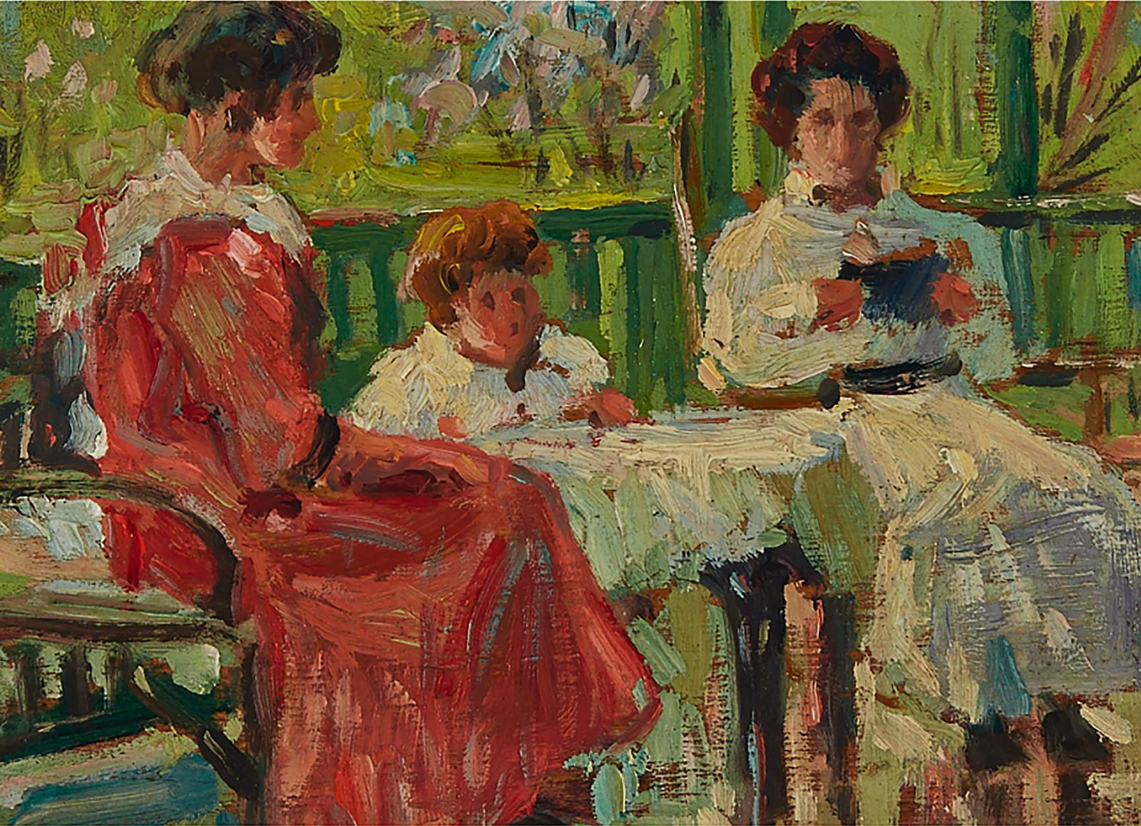 Paul Michel Dupuy (1869-1949) - Lady's Time On The Veranda; Portrait Of A Man In An Interior (A Double-Sided Panel)