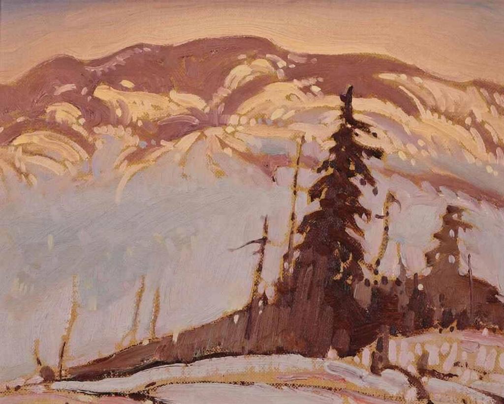 Robert Douglas Genn (1936-2014) - Tree And Winter Hillside, Near Vernon, Bc; 1970