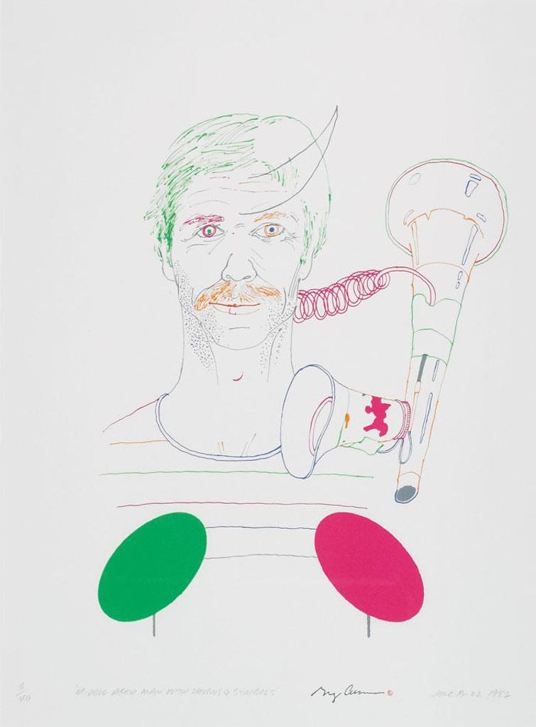 Gregory Richard Curnoe (1936-1992) - Middle Aged Man With Horn And Symbols