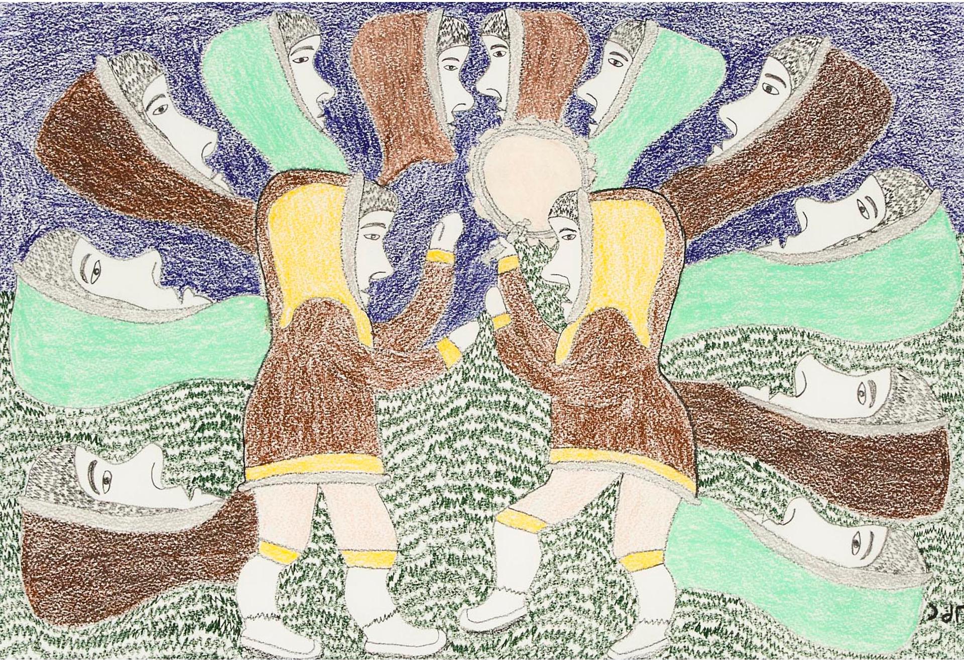 Simon Tookoome (1934-2010) - Untitled (Drummer Surrounded)