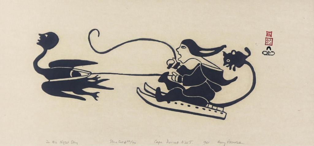 Mary Pitseolak (1931-1985) - In The Night Sky; 1961