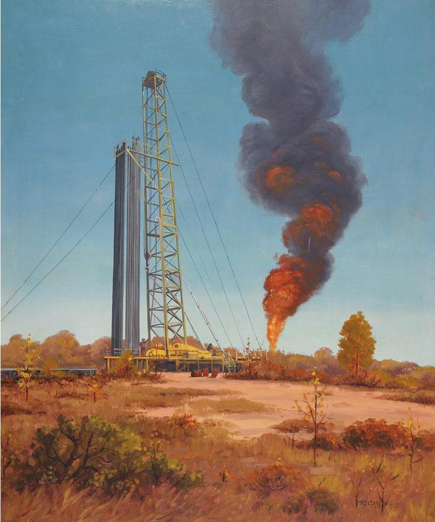 Roland Gissing (1895-1967) - Workers On An Oil Rig