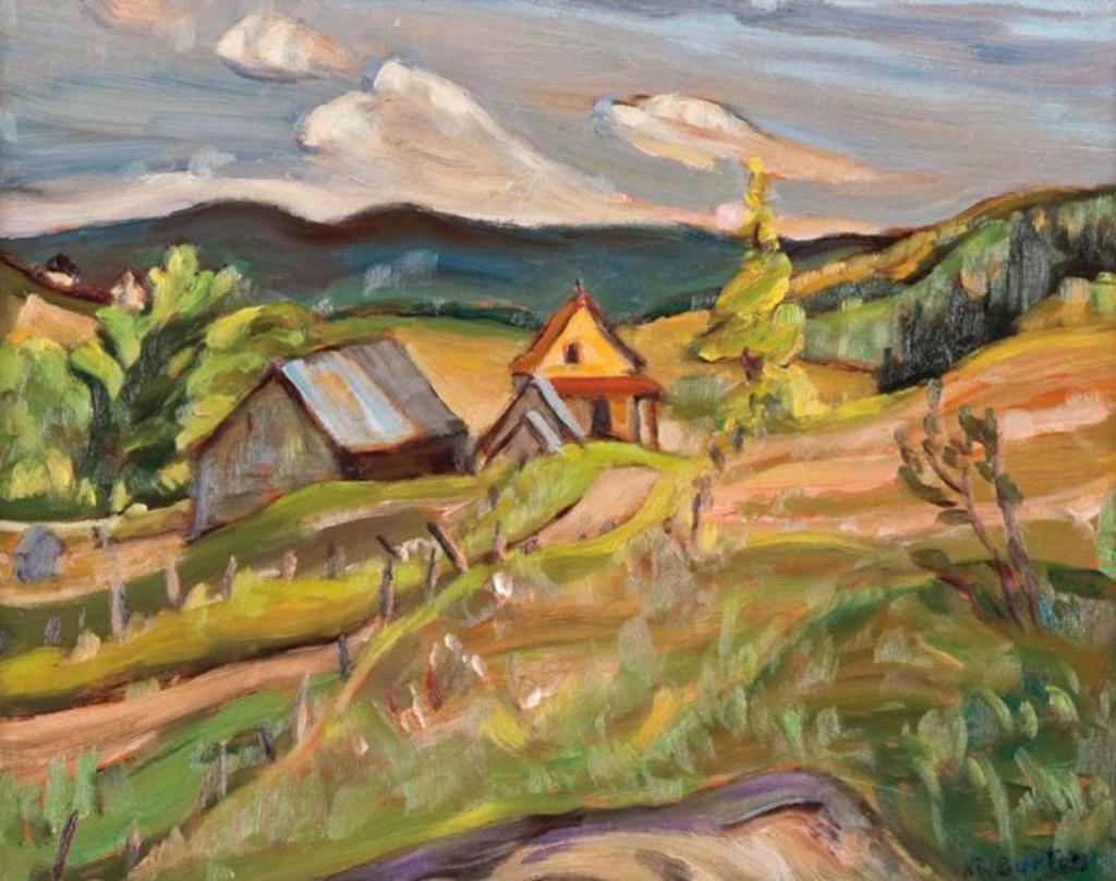Ralph Wallace Burton (1905-1983) - Rolling Hills; Mother & Chils on a Lane