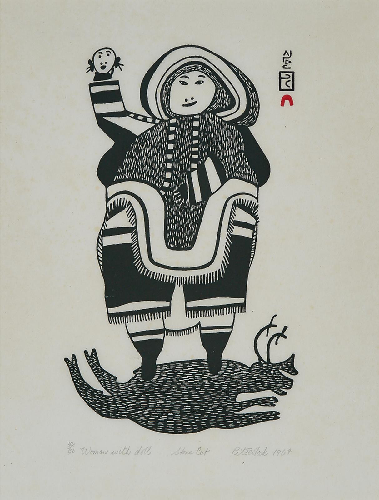 Pitseolak Ashoona (1904-1983) - Woman With Doll