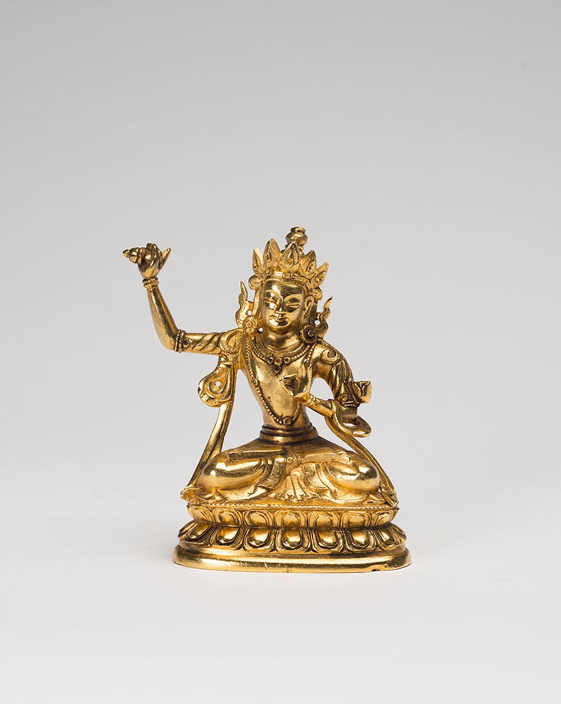 Chinese Art - A Sino-Tibetan Gilt Bronze Seated Figure of Manjushri, 17th/18th Century