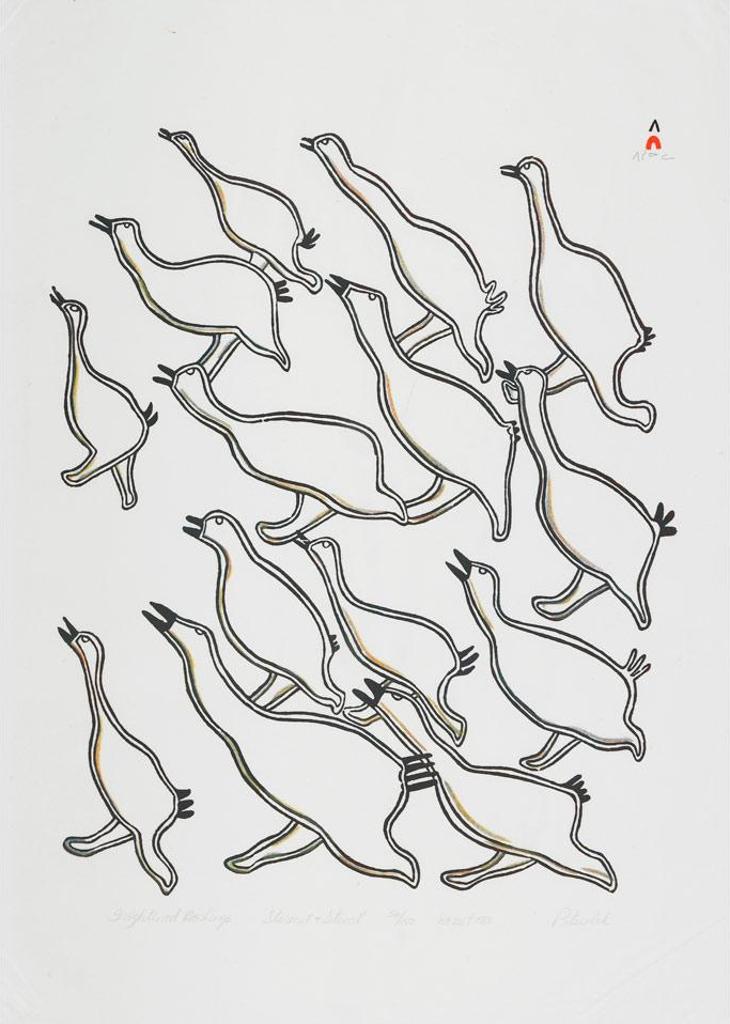 Pitseolak Ashoona (1904-1983) - Frightened Goslings