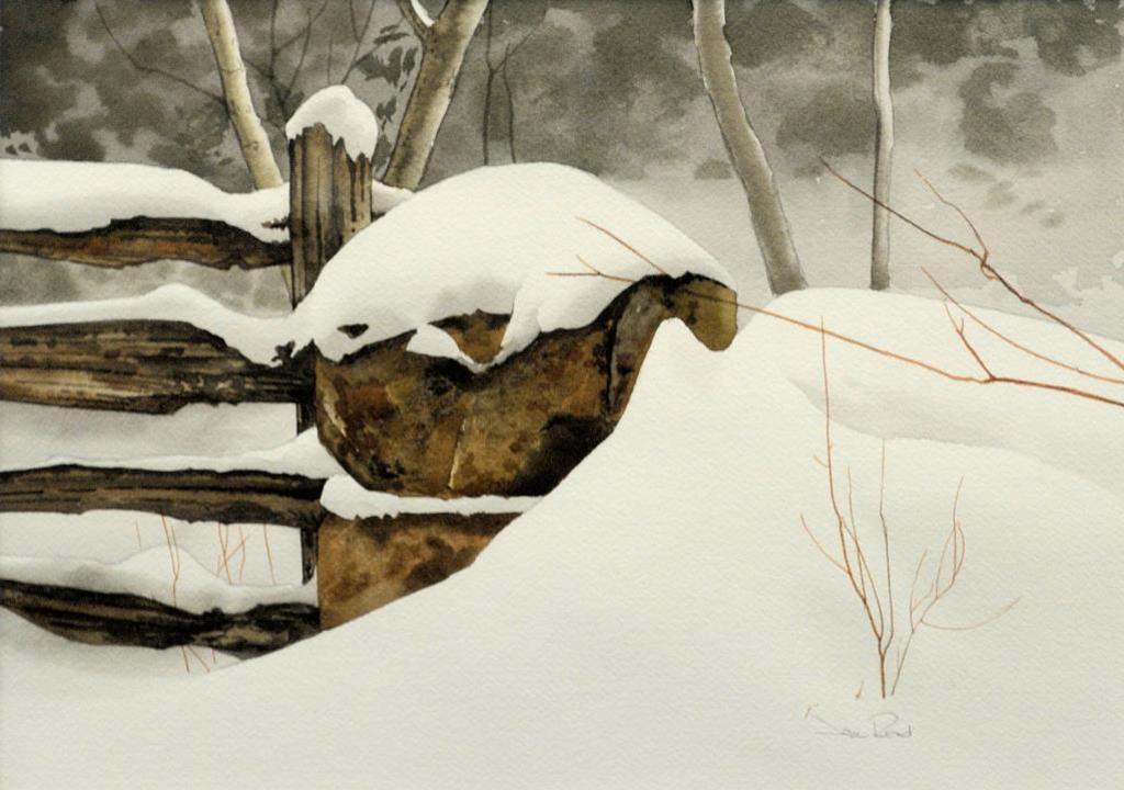 Jack Henry Reid (1925-2009) - Spirit Rail Fence in Snow