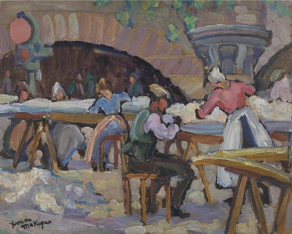 Muriel Yvonne Mckague Housser (1898-1996) - Mattress Makers By The Seine, Paris