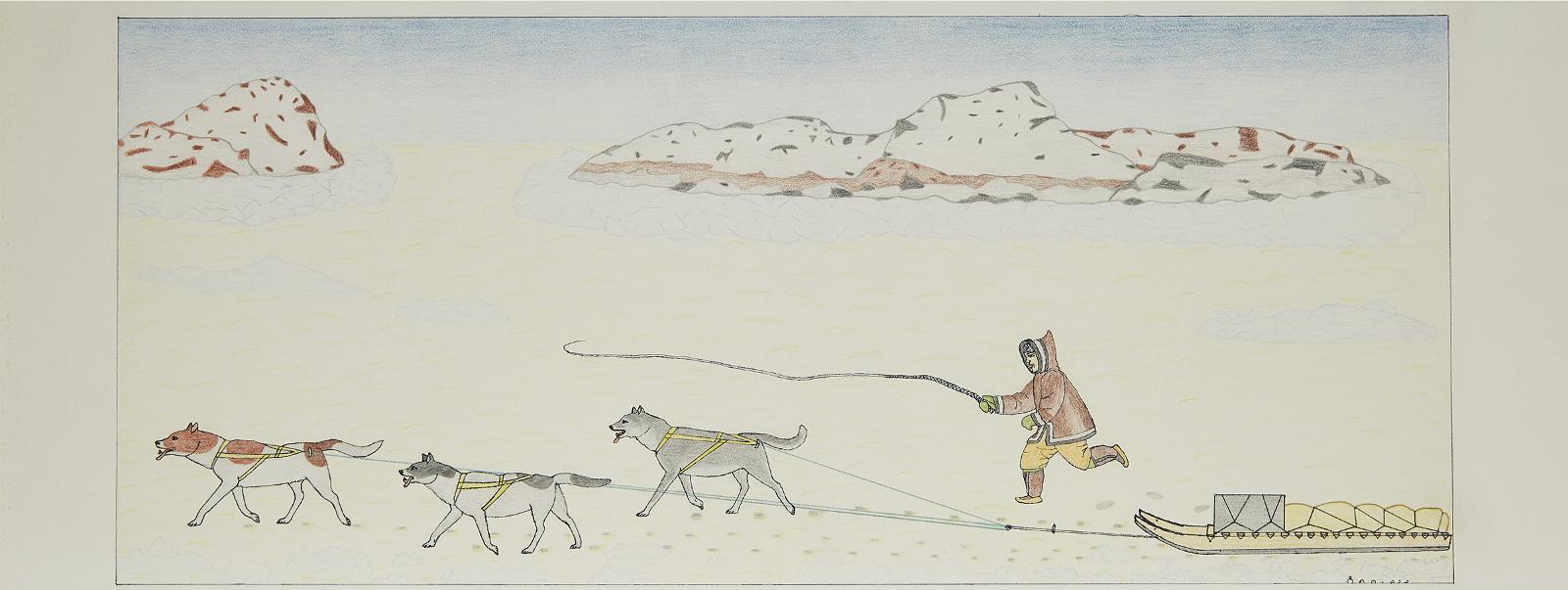 Davidee Itulu (1929-2006) - Komatik And Driver