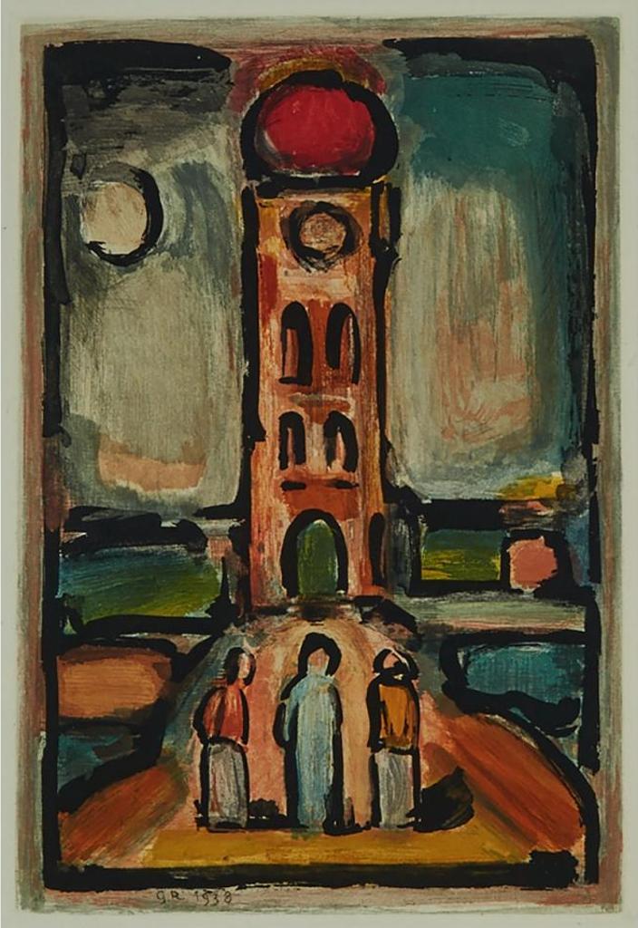 Georges Rouault (1871-1958) - Paysage À La Tour (From Les Fleurs Du Mal), 1938 [chapon/Rouault, 281]