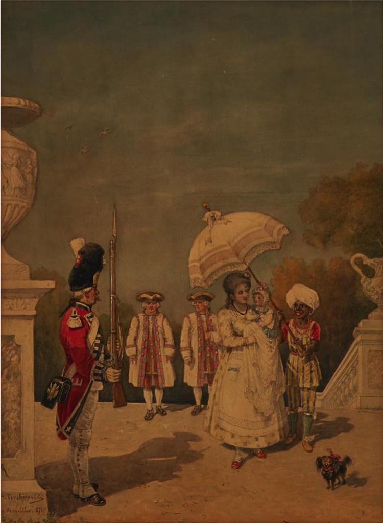 Alfred Charley Touchemolin (1829-1907) - A Regal Procession On The Palace Steps, 1887