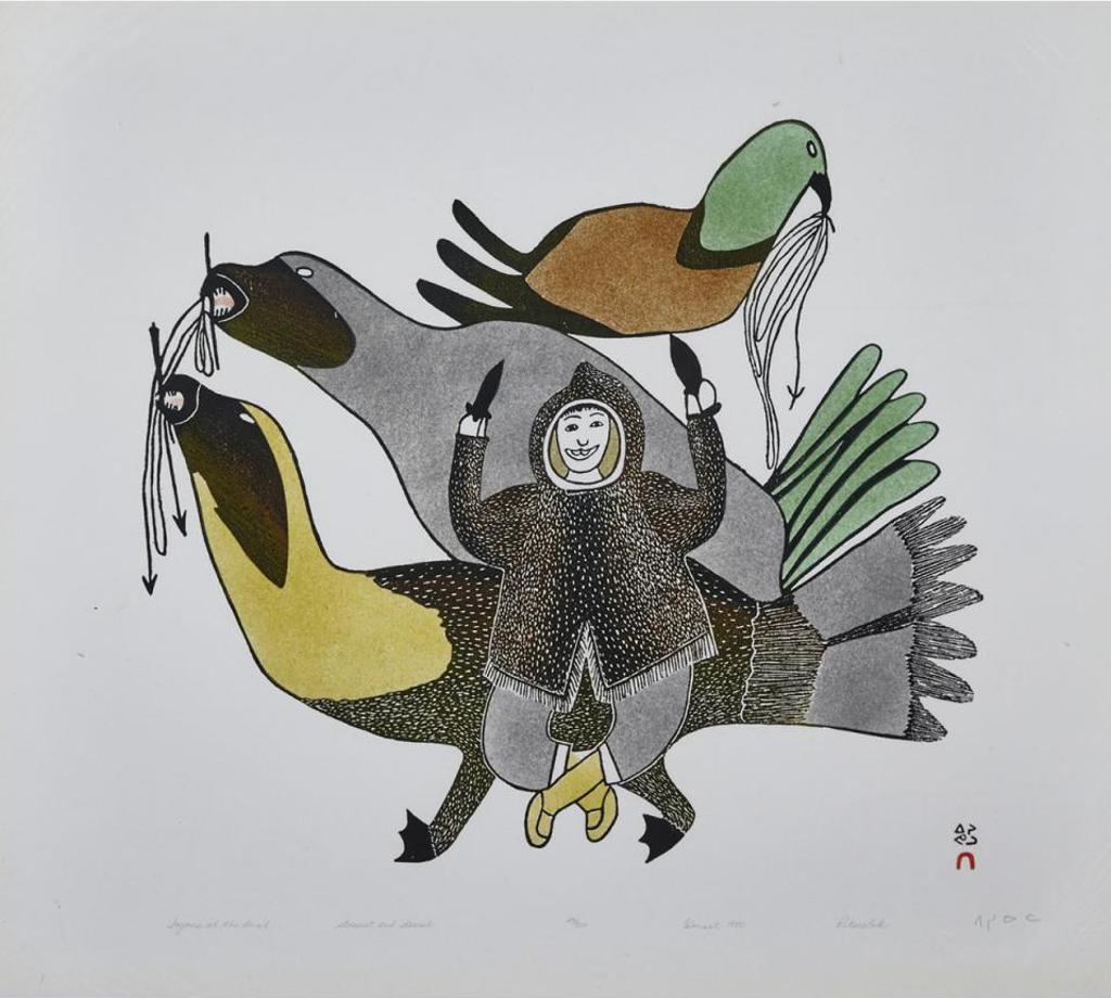 Pitseolak Ashoona (1904-1983) - Joyous At The Hunt