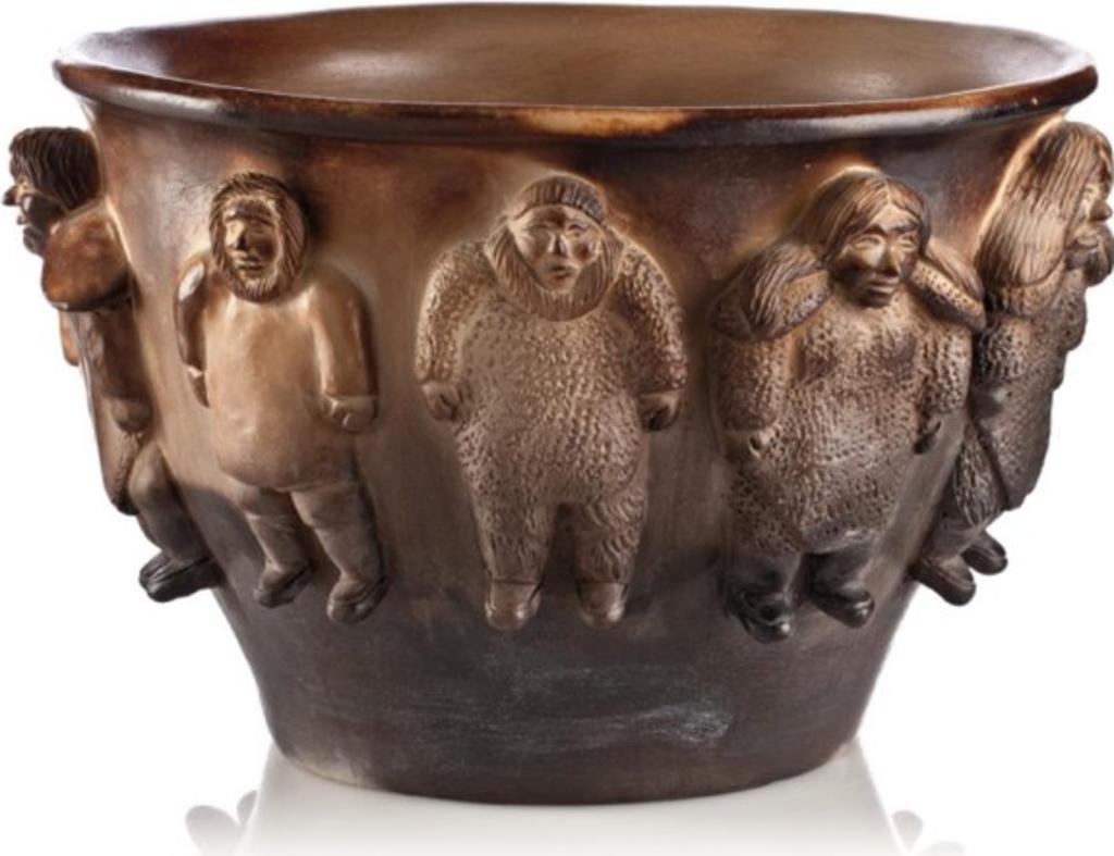 Yvo Samgushak (1942) - Large Bowl with Nine Figures in Relief, 2005