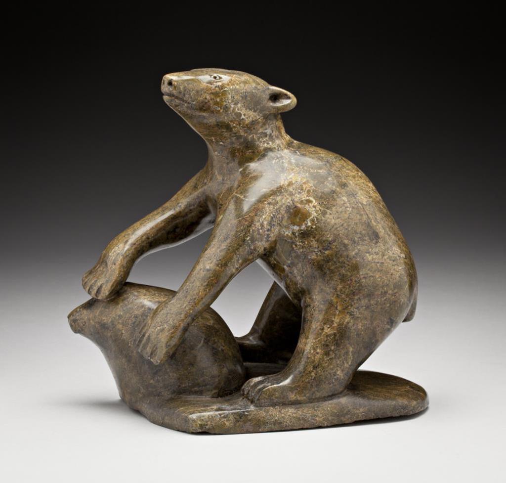 Kiugak (Kiawak) Ashoona (1933-2014) - Polar Bear and Seal, 1999