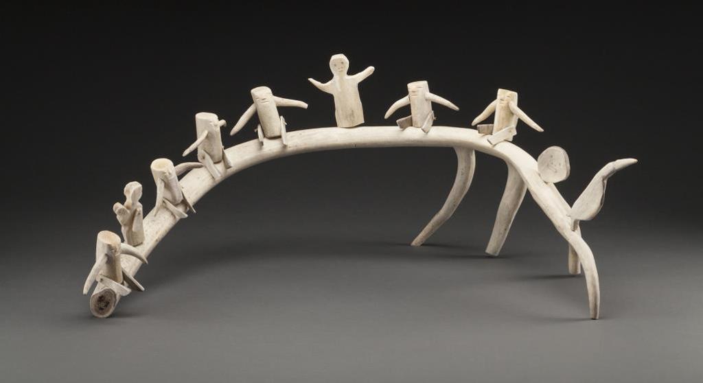 Luke Anowtalik (1932-2006) - Gathering of People with Bird