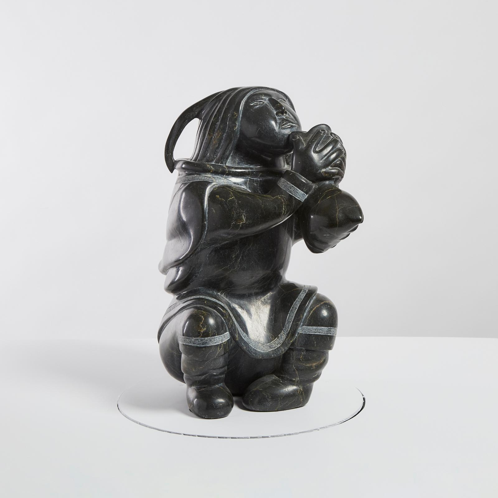 Kaka Ashoona (1928-1996) - Woman Drinking From A Skin Pouch