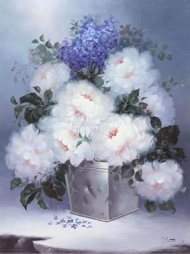 Victor Santos (1934-2003) - Still Life With Peonies