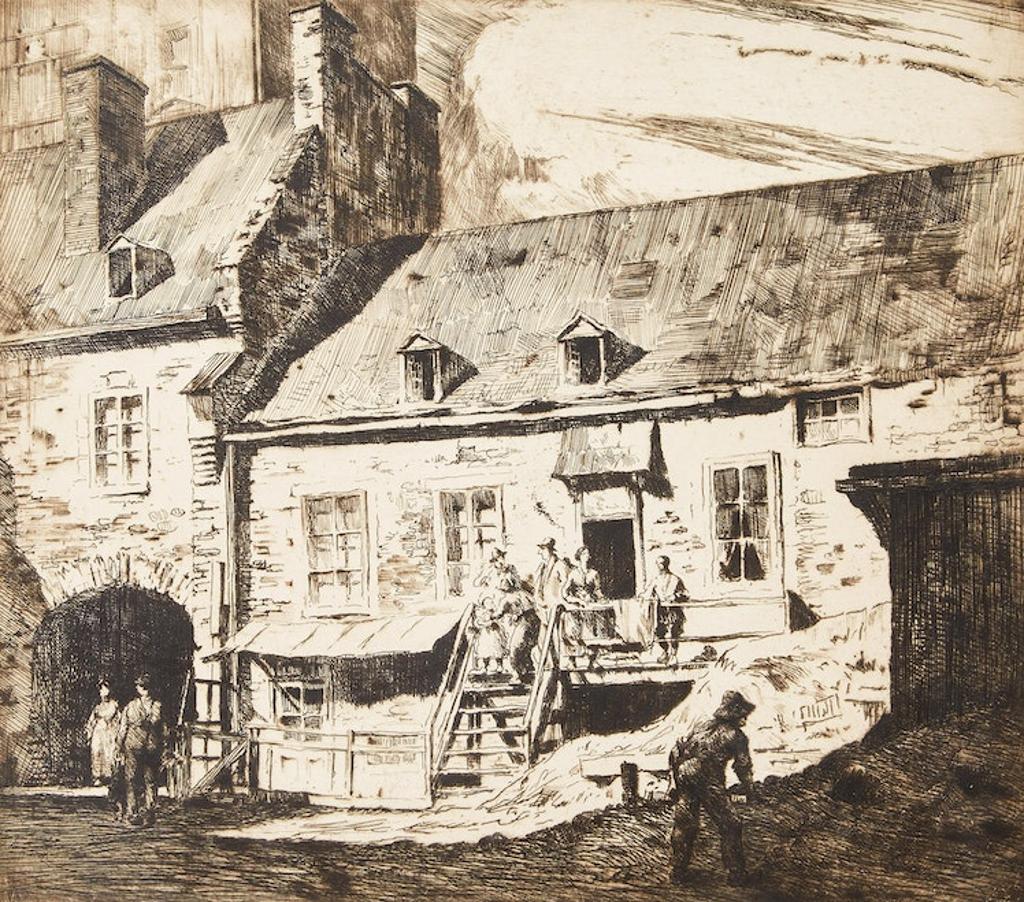 Herbert Raine (1875-1951) - Old Houses in a Courtyard, St. Vincent Street, Montreal, P.Q.