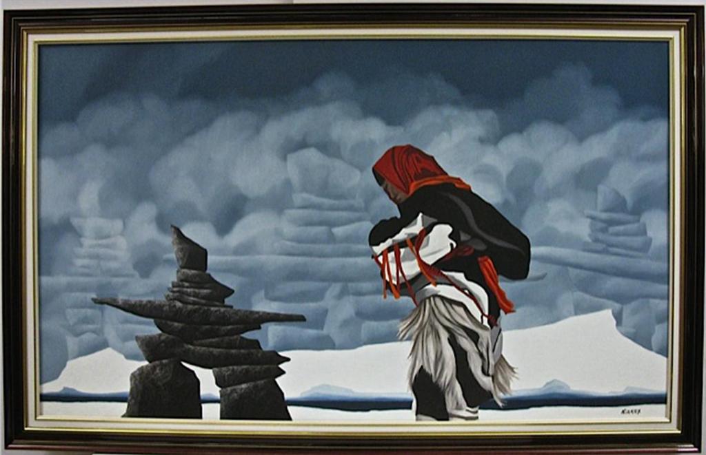 Kenneth (Ken) Michael Kirkby (1940-2023) - Untitled (Woman And Inukshuks)