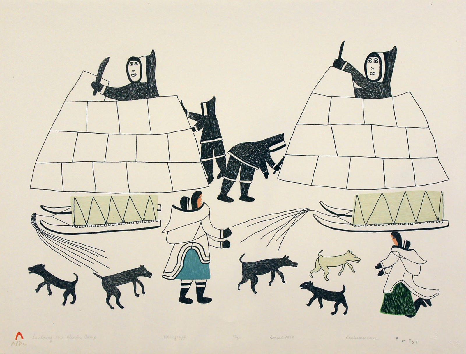 Keeleemeeoomee Samualie (1919-1983) - Building The Winter Camp; 1979