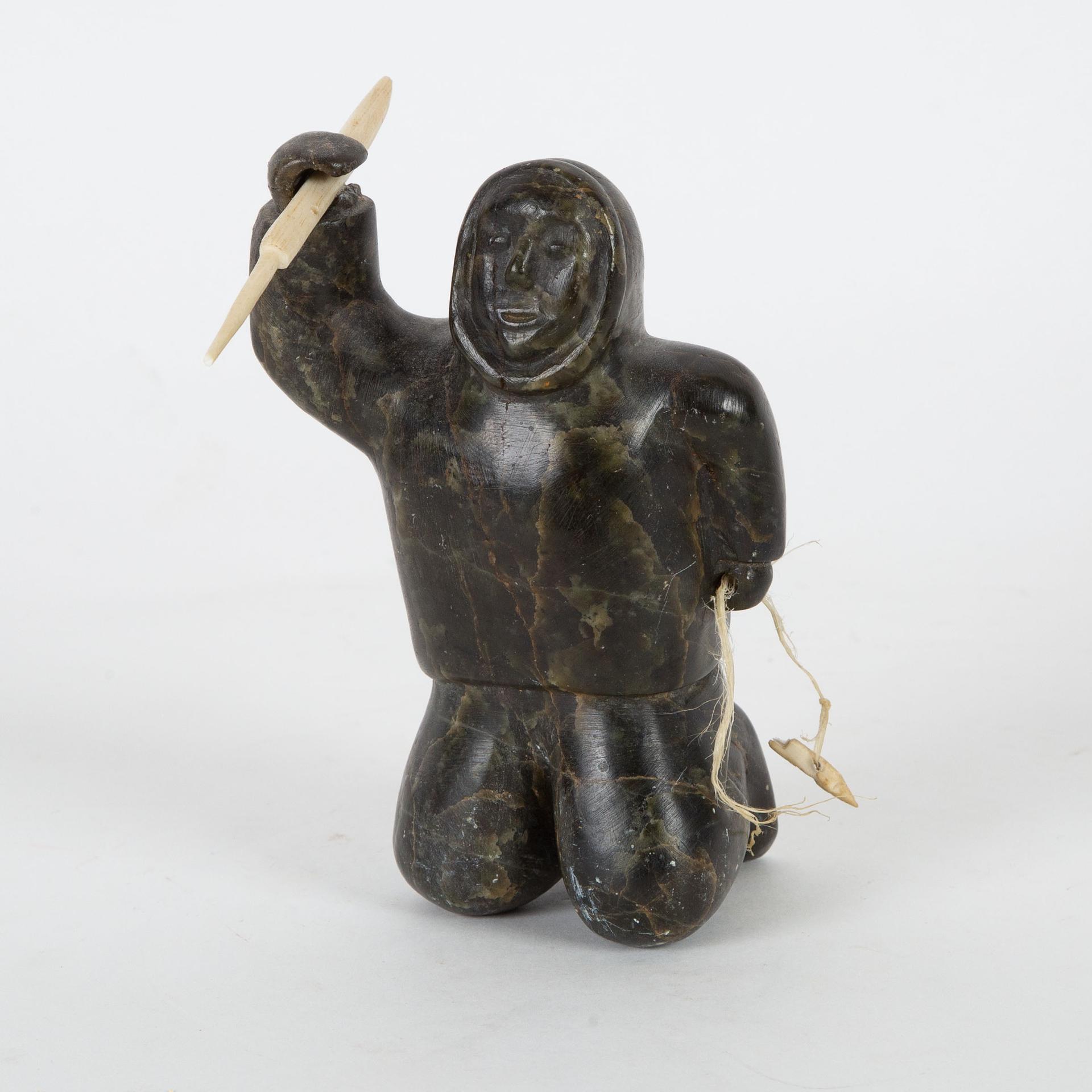 Davidee Niviaxie (1937) - Kneeling Hunter With Spear