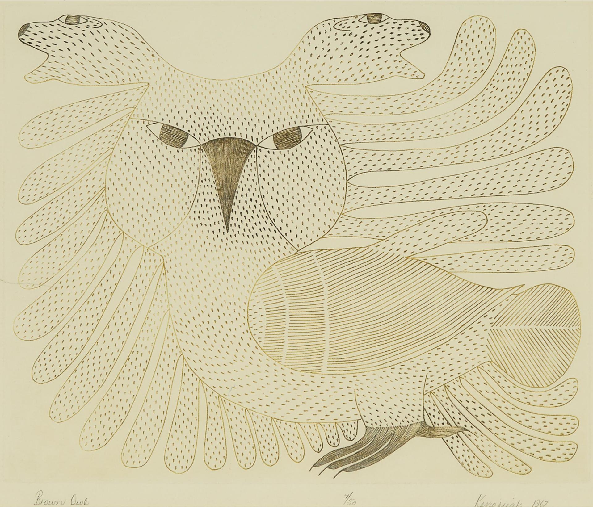 Kenojuak Ashevak (1927-2013) - Brown Owl
