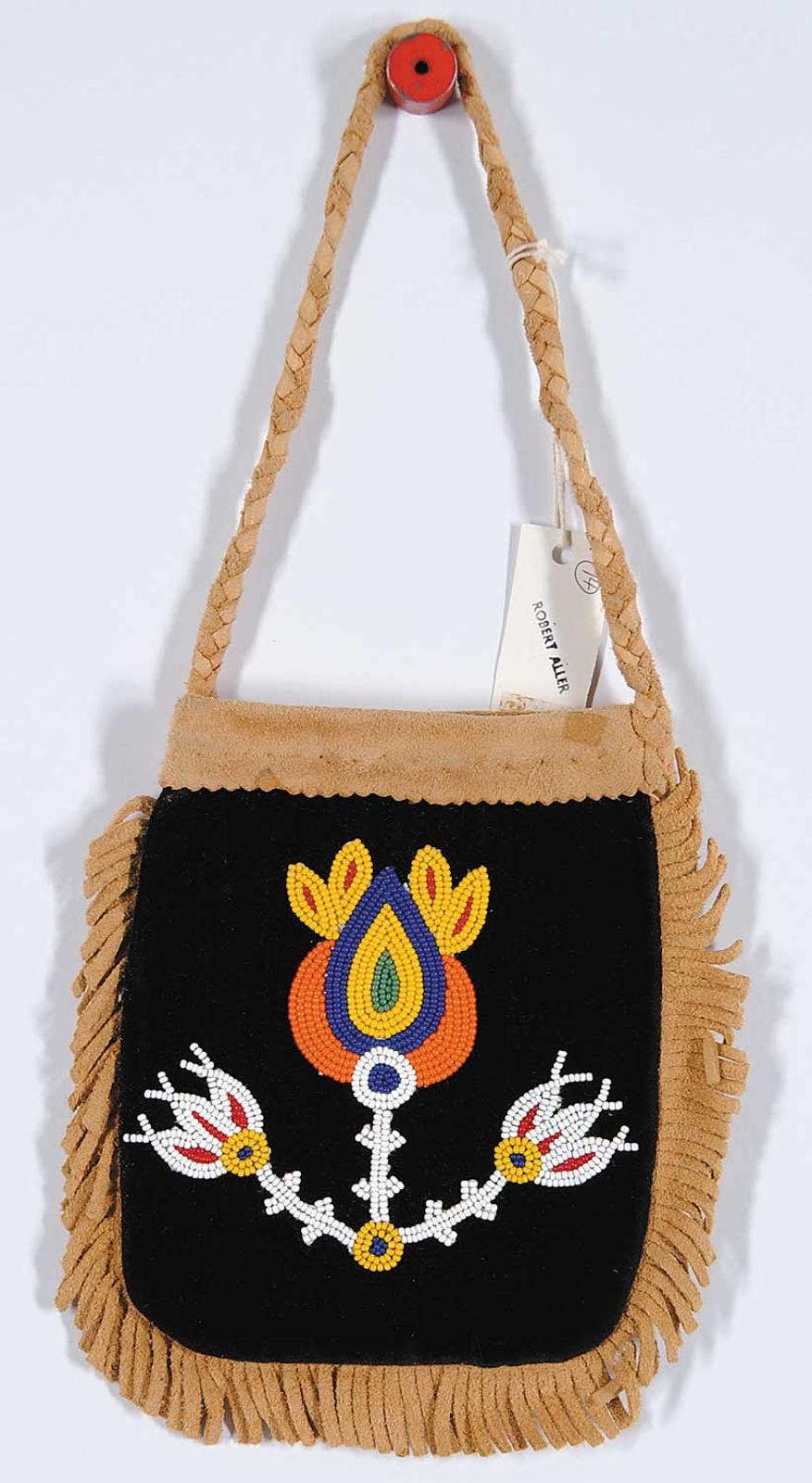 Aller - Untitled -  Moose Hide Purse with Beading on Black Velvet